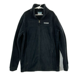 Columbia Jacket Boys Sz L 14 16 Black Fleece Full Zip‎ Collared Logo Pockets